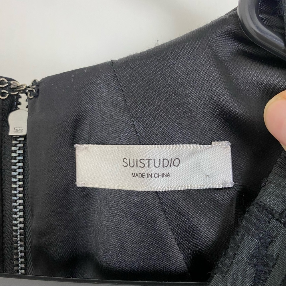 SUISTUDIO Jordan B Jacquard Houndstooth Sheath Dress in Black size 38 (US 6) - Picture 5 of 8